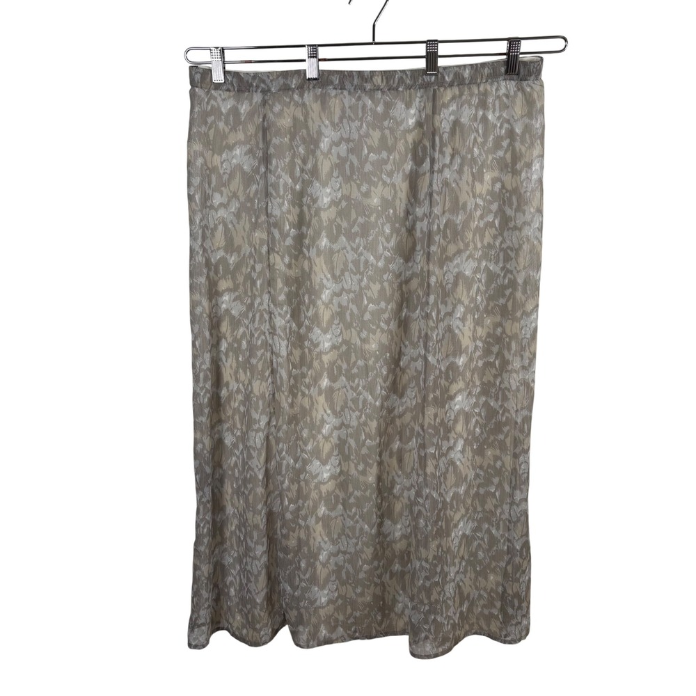 Soft Surroundings Skirt Women's 1X Gray Tan Lined Midi Boho Flowy Modest Neutral